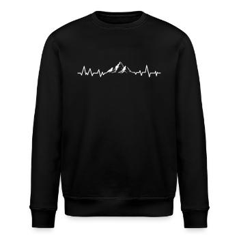 Herzschlag Berge EKG Wandern Wanderung - Stanley/Stella Unisex Bio-Sweatshirt ROLLER - Schwarz - Vorne - Nik (191cm)