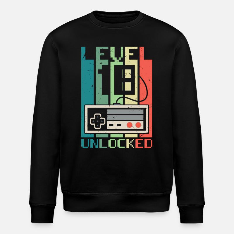 Level 18 Unlocked - Stanley/Stella ROLLER Unisex Organic Sweatshirt - black