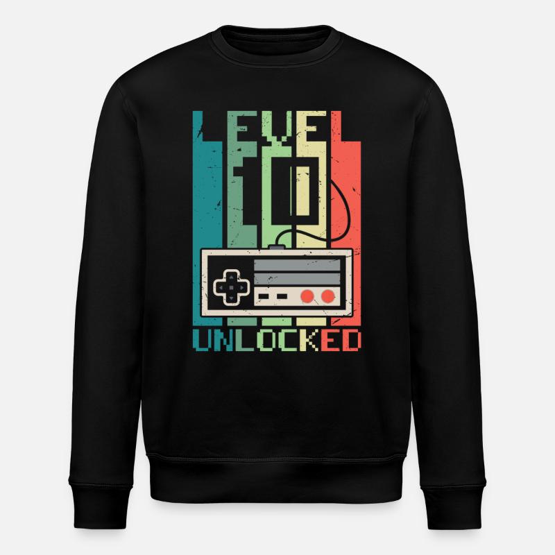 Level 10 Unlocked - Stanley/Stella ROLLER Unisex Organic Sweatshirt - black