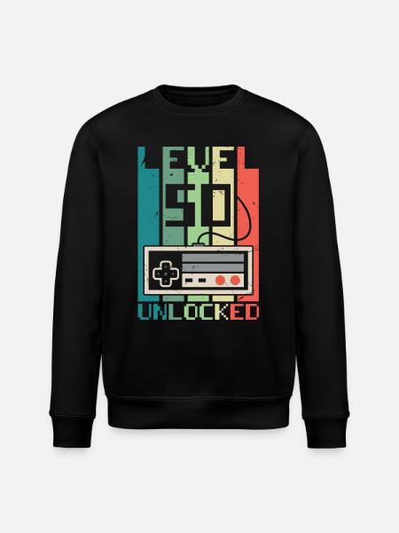 Level 50 Unlocked - Stanley/Stella ROLLER Unisex Organic Sweatshirt - black