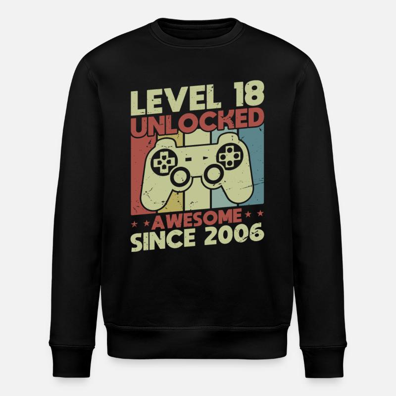 Level 18 Unlocked - Stanley/Stella ROLLER Unisex Organic Sweatshirt - black