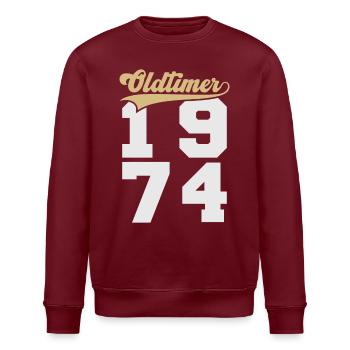 Oldtimer 1974 - Stanley/Stella ROLLER Unisex Organic Sweatshirt - burgundy - Front - Nik (191cm)