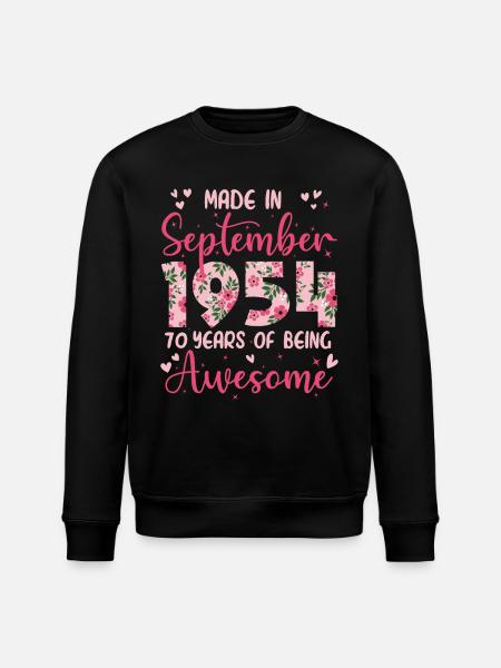September 1954 Women's 70th Anniversary - Stanley/Stella ROLLER Unisex Organic Sweatshirt - black