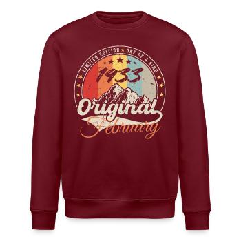 Geburtstagsgeschenk Februar 1933 Jahrgang 91 Jahre - Stanley/Stella Unisex Bio-Sweatshirt ROLLER - Burgunderrot - Vorne - Nik (191cm)