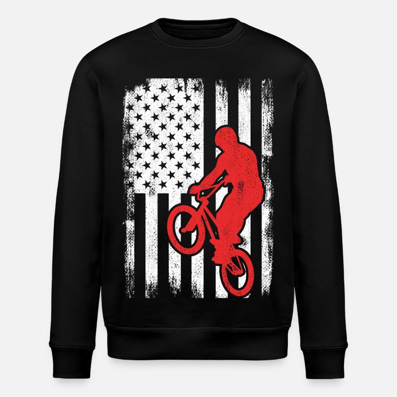 BMX USA Flag - Stanley/Stella ROLLER Unisex Organic Sweatshirt - black