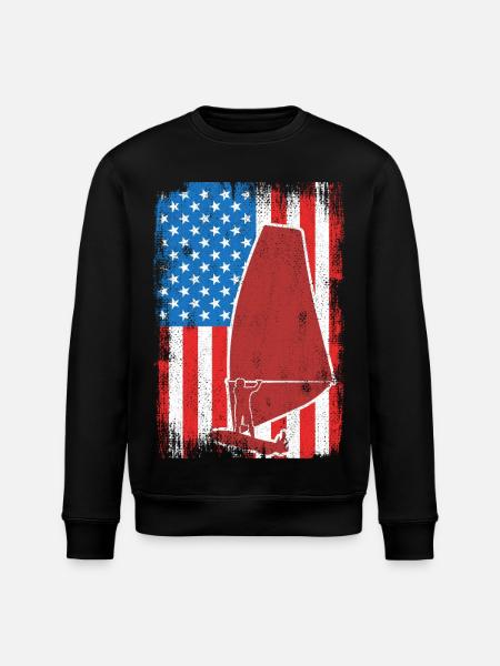 USA Patriotischer Windsurfer - Stanley/Stella Unisex Bio-Sweatshirt ROLLER - Schwarz