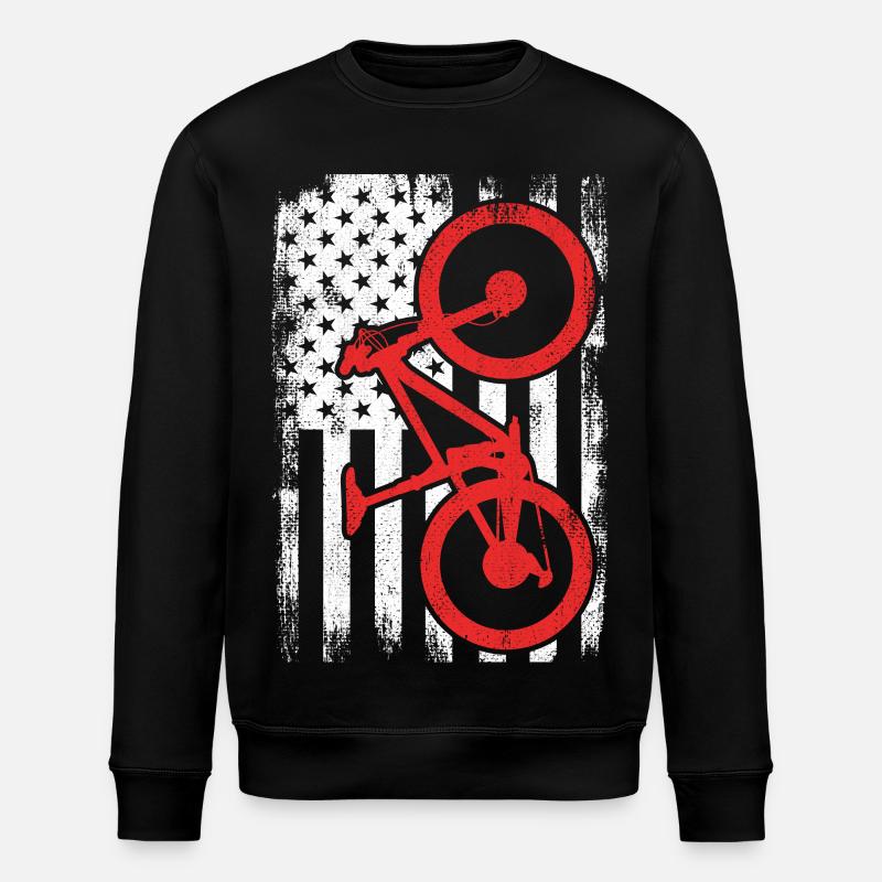Patriotischer US Mountainbiker - Stanley/Stella Unisex Bio-Sweatshirt ROLLER - Schwarz