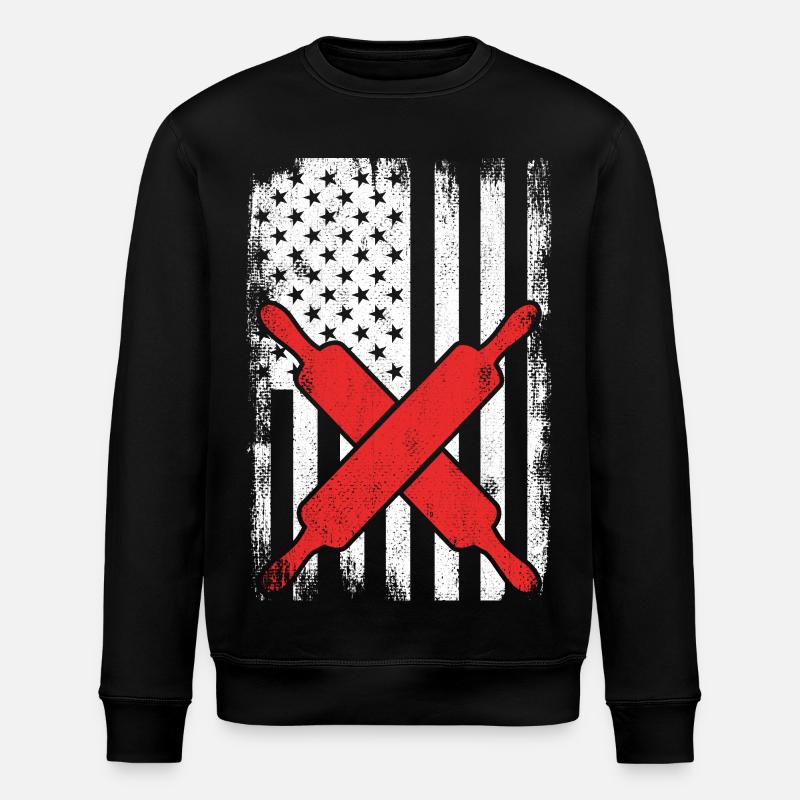 Boulanger drapeau américain - Sweat bio ROLLER Stanley/Stella Unisexe - noir
