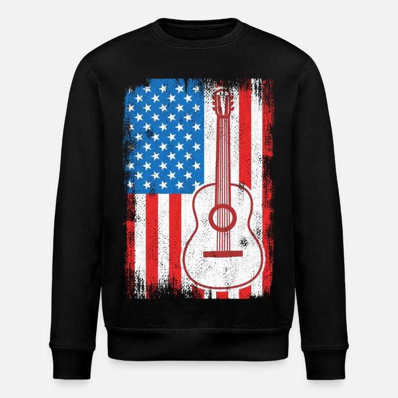 US Flagge Gitarrist - Stanley/Stella Unisex Bio-Sweatshirt ROLLER - Schwarz