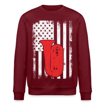 4th of July USA Tuba - Stanley/Stella ROLLER Unisex Organic Sweatshirt - burgundy - Front - Nik (191cm)