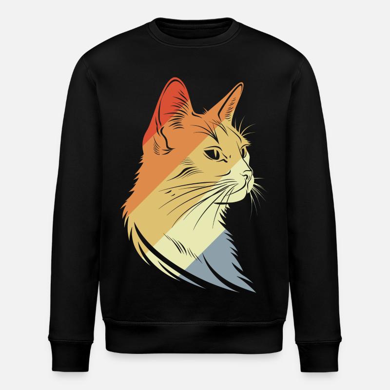 Retro Cats Graphic - Stanley/Stella ROLLER Unisex Organic Sweatshirt - black