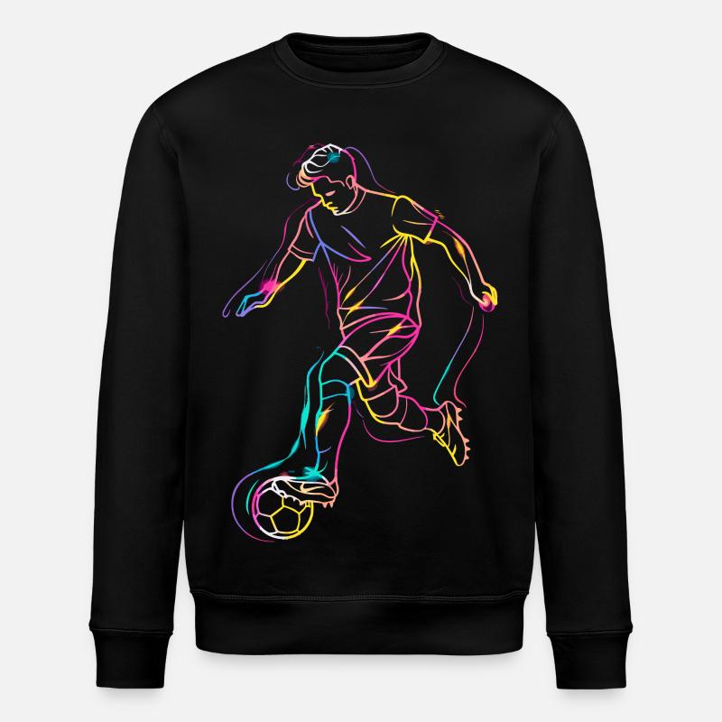 Soccer Player Line Art - Stanley/Stella ROLLER Unisex Organic Sweatshirt - black