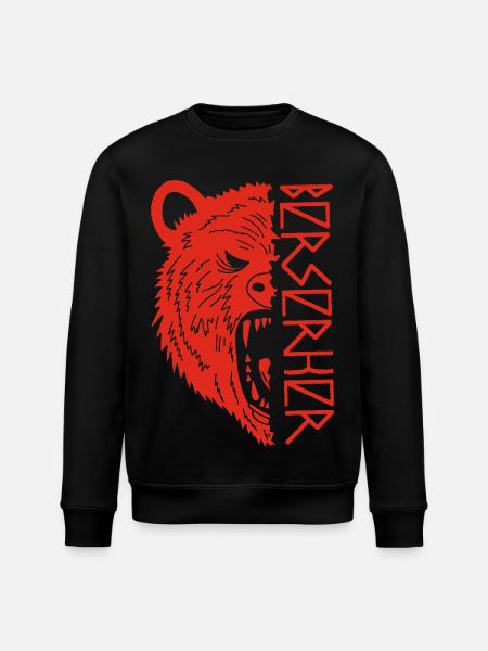 Red Bear Warrior - Stanley/Stella ROLLER Unisex Organic Sweatshirt - black