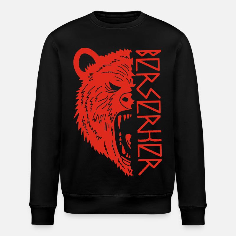 Red Bear Warrior - Stanley/Stella ROLLER Unisex Organic Sweatshirt - black