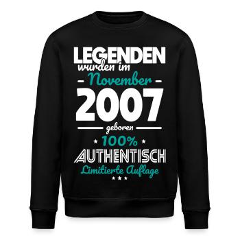 18. Geburtstag - Legenden wurden im November 2007 - Stanley/Stella Unisex Bio-Sweatshirt ROLLER - Schwarz - Vorne - Nik (191cm)