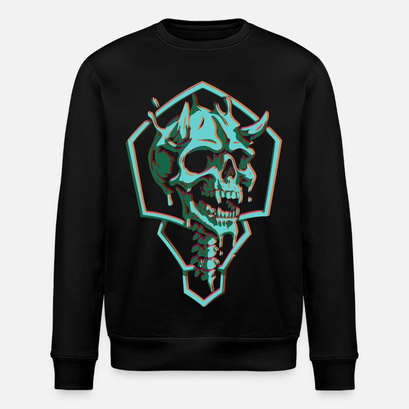 Crâne néon en hexagone - Sweat bio ROLLER Stanley/Stella Unisexe - noir