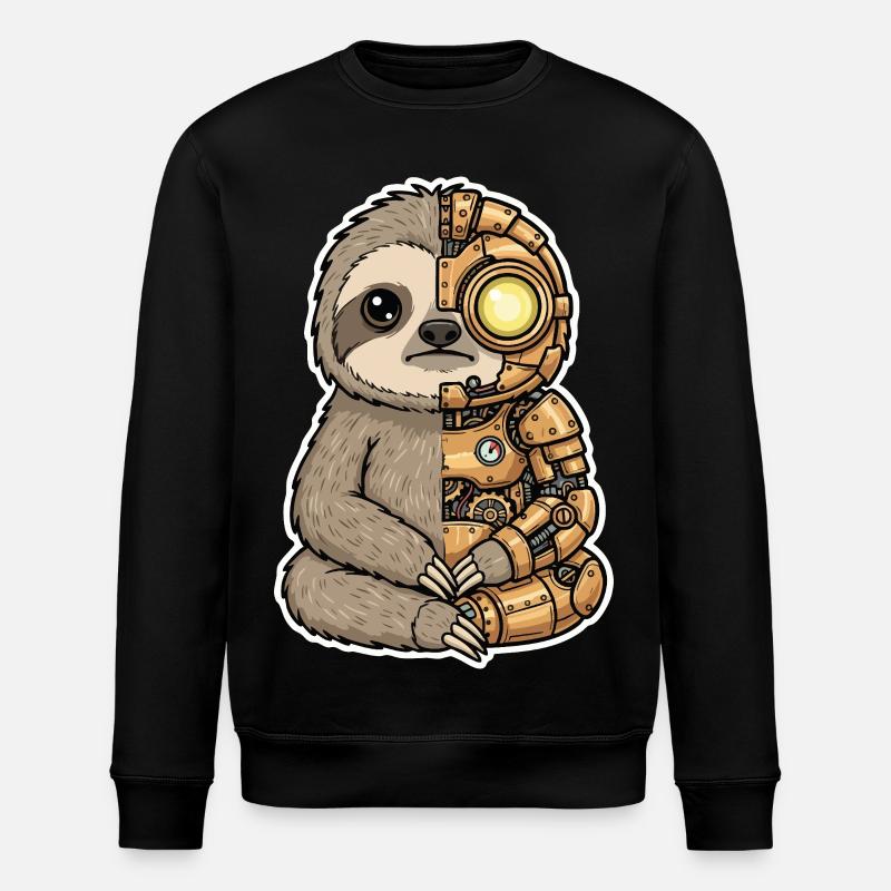 Sloth Cyborg Steampunk Mechanisches Gold - Stanley/Stella Unisex Bio-Sweatshirt ROLLER - Schwarz