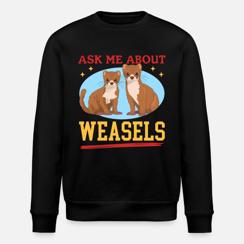 Wiesel Hermännchen Mauswiesel Geschenk - Stanley/Stella Unisex Bio-Sweatshirt ROLLER - Schwarz