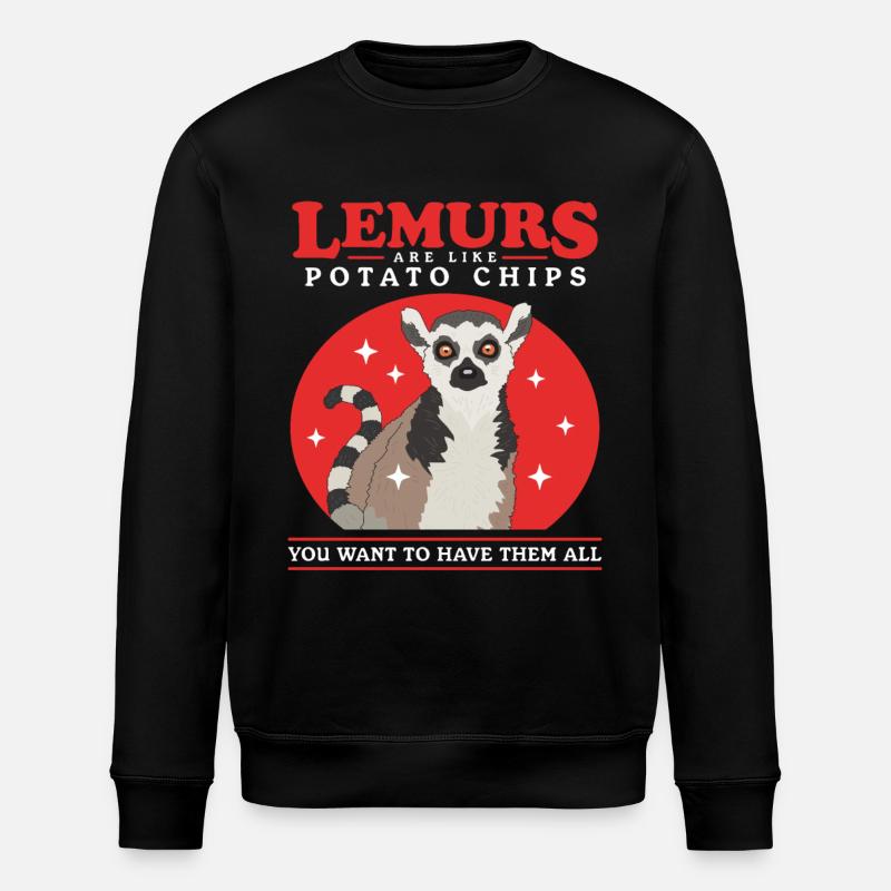 Lemur Ring-tailed Lemur Lemur Gift - Stanley/Stella ROLLER Unisex Organic Sweatshirt - black