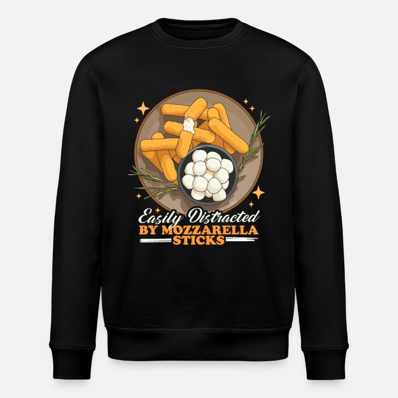 Mozzarella Sticks Cheese Lover Gift - Stanley/Stella ROLLER Unisex Organic Sweatshirt - black