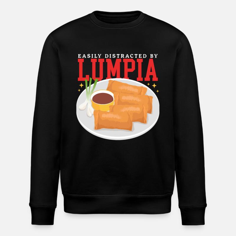 Lumpia Spring Rolls Loempia Gift - Stanley/Stella ROLLER Unisex Organic Sweatshirt - black