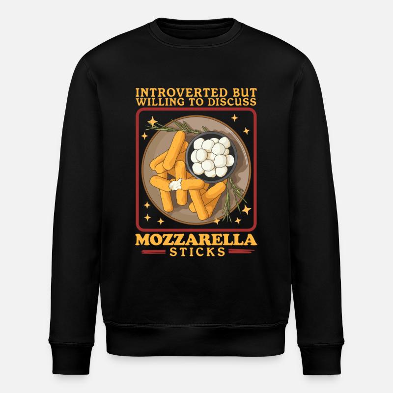 Mozzarella Sticks Cheese Lover Gift - Stanley/Stella ROLLER Unisex Organic Sweatshirt - black