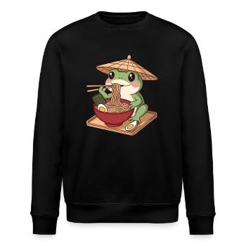 Kawaii Frog Eating Ramen Cute Japanese Noodles - Stanley/Stella ROLLER Unisex Organic Sweatshirt - black - Front - Nik (191cm)