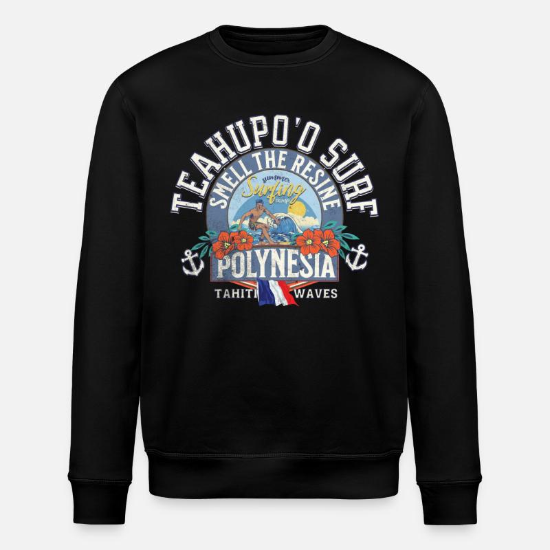 Teahupoo Surf Polynesia - Sweat bio ROLLER Stanley/Stella Unisexe - noir