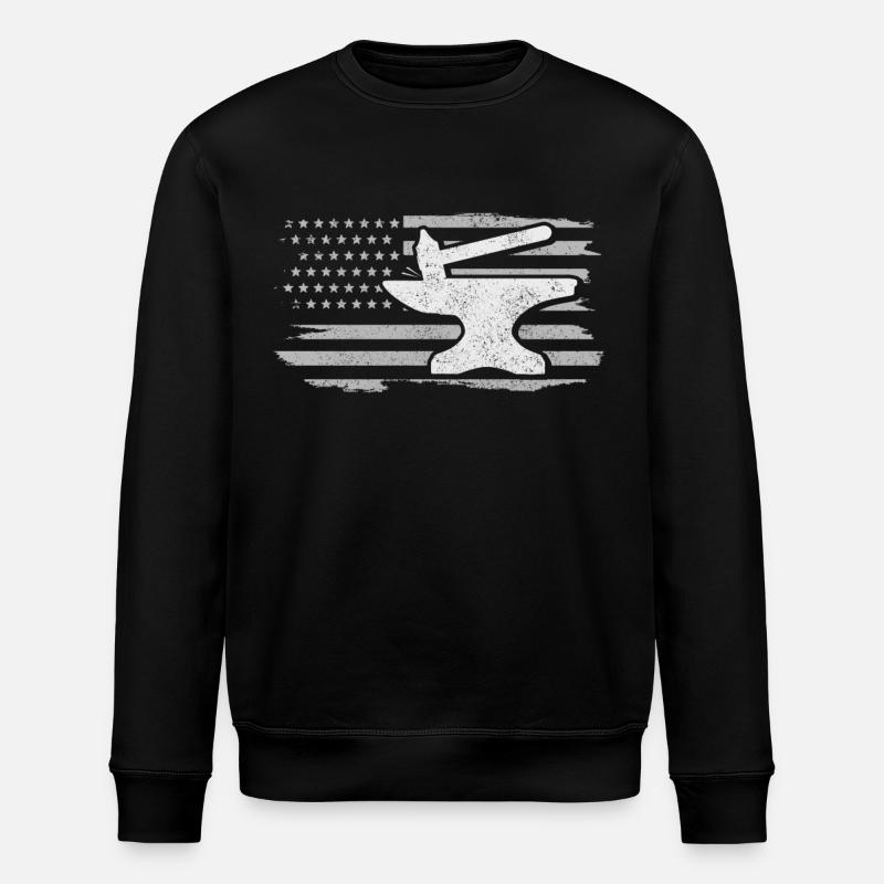 Forging Blacksmith Farrier Gift - Stanley/Stella ROLLER Unisex Organic Sweatshirt - black