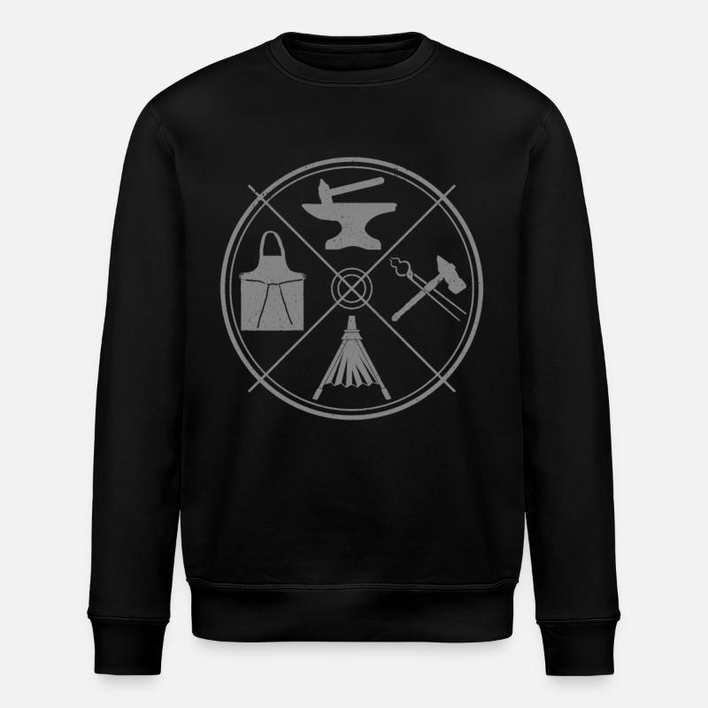 Forging Blacksmith Farrier Gift - Stanley/Stella ROLLER Unisex Organic Sweatshirt - black