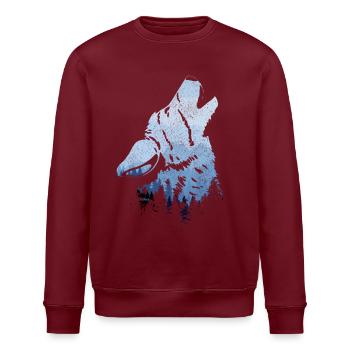 Howling Wolf Gift - Stanley/Stella ROLLER Unisex Organic Sweatshirt - burgundy - Front - Nik (191cm)