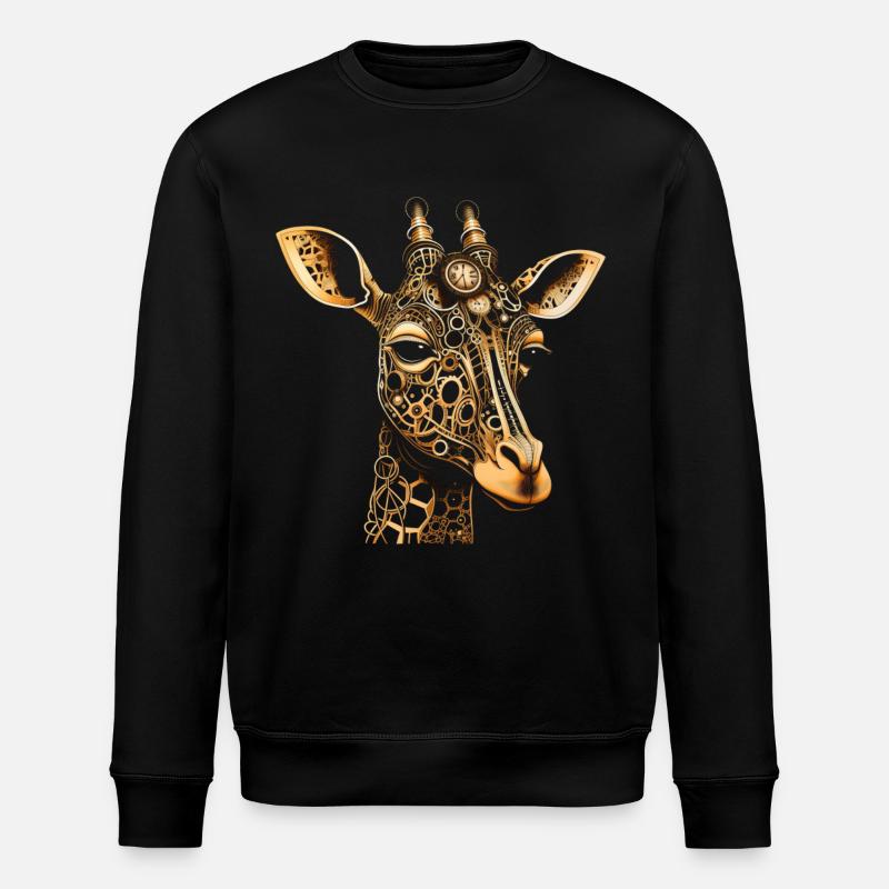 Giraffe Steampunk Animal Gift - Stanley/Stella ROLLER Unisex Organic Sweatshirt - black