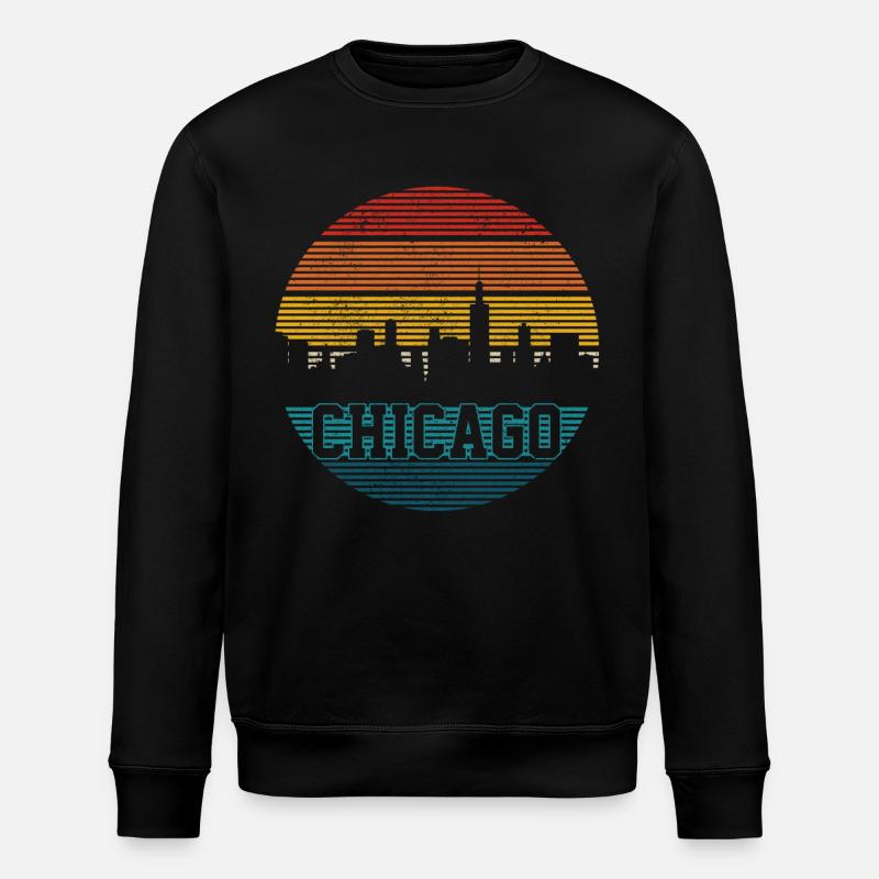 Chicago Illinois Souvenir Gift - Stanley/Stella ROLLER Unisex Organic Sweatshirt - black