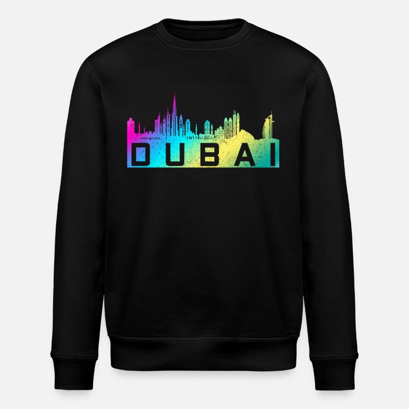 Dubai Skyline UAE Souvenir - Stanley/Stella ROLLER Unisex Organic Sweatshirt - black