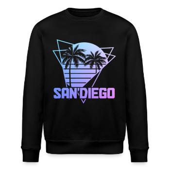 San Diego Kalifornien Retro Souvenir - Stanley/Stella Unisex Bio-Sweatshirt ROLLER - Schwarz - Vorne - Nik (191cm)