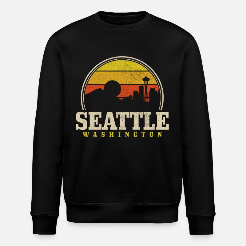 Seattle Washington Souvenir Gift - Stanley/Stella ROLLER Unisex Organic Sweatshirt - black
