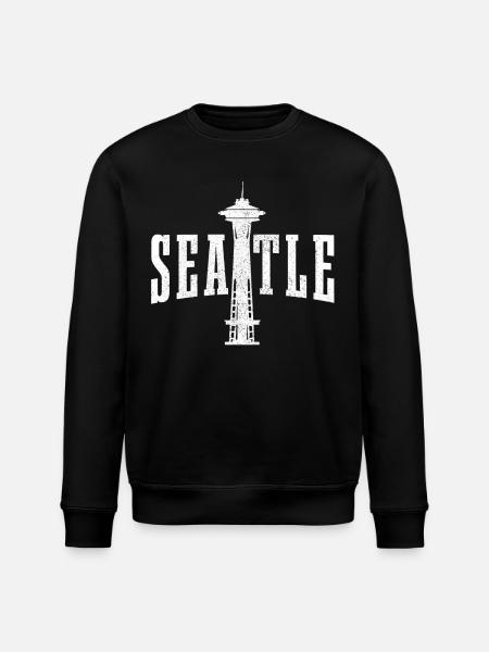 Seattle Washington Souvenir Gift - Stanley/Stella ROLLER Unisex Organic Sweatshirt - black