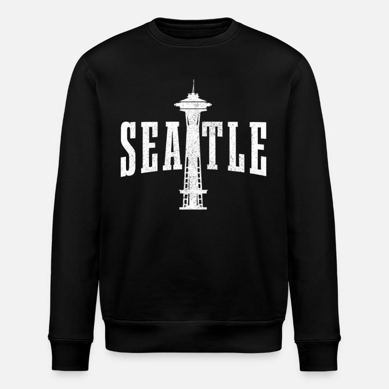 Seattle Washington Souvenir Gift - Stanley/Stella ROLLER Unisex Organic Sweatshirt - black