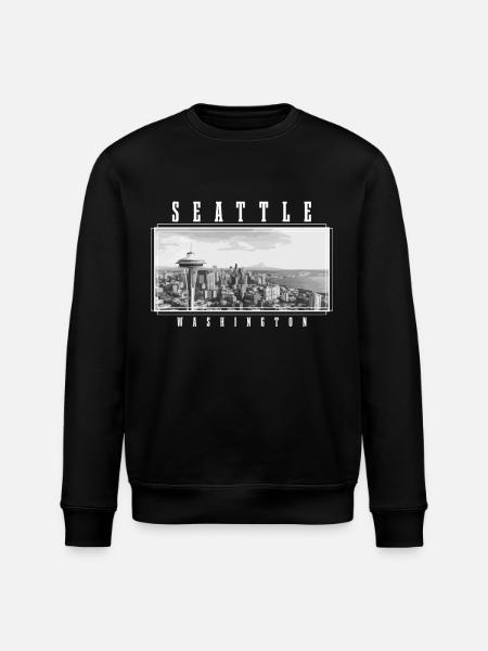 Seattle Washington Souvenir Gift - Stanley/Stella ROLLER Unisex Organic Sweatshirt - black