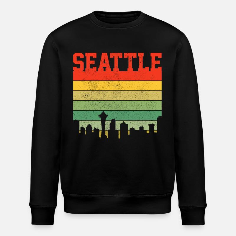 Seattle Washington Souvenir Gift - Stanley/Stella ROLLER Unisex Organic Sweatshirt - black