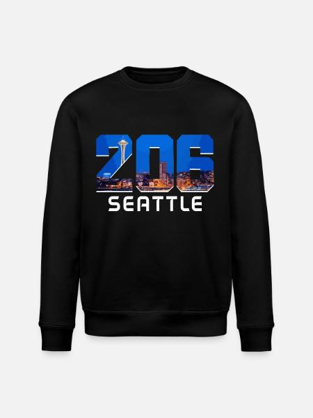 Seattle Washington Souvenir Gift - Stanley/Stella ROLLER Unisex Organic Sweatshirt - black