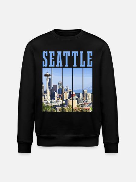 Seattle Washington Souvenir Gift - Stanley/Stella ROLLER Unisex Organic Sweatshirt - black