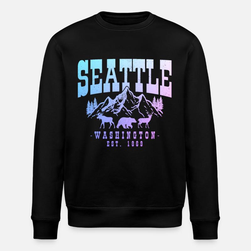 Seattle Washington Souvenir Gift - Stanley/Stella ROLLER Unisex Organic Sweatshirt - black