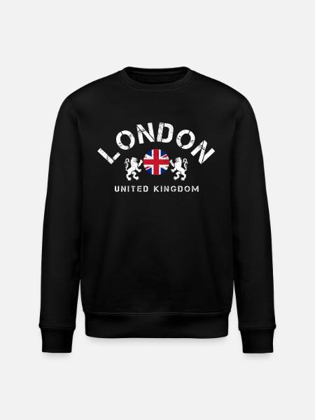 London England UK Souvenir Gift - Stanley/Stella ROLLER Unisex Organic Sweatshirt - black