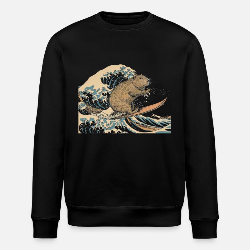 Capybara Lustiges Geschenk - Stanley/Stella Unisex Bio-Sweatshirt ROLLER - Schwarz
