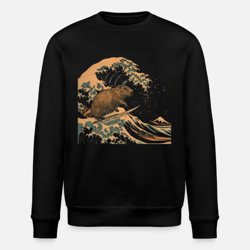 Capybara Funny Gift - Stanley/Stella ROLLER Unisex Organic Sweatshirt - black