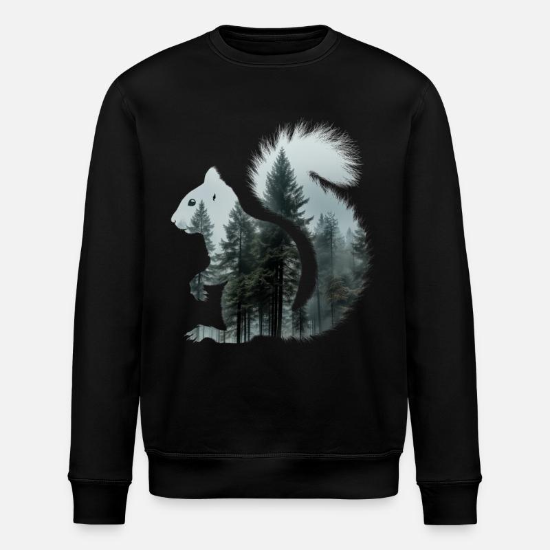 Eichhörnchen Wald Natur Wandern - Stanley/Stella Unisex Bio-Sweatshirt ROLLER - Schwarz