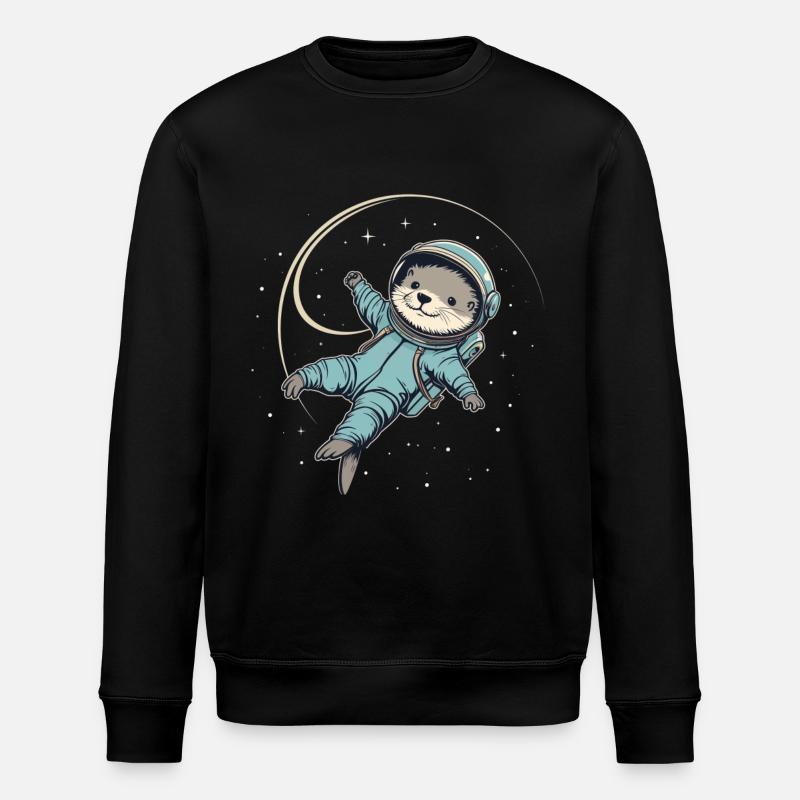 Otter Space Lustig Otter Astronaut - Stanley/Stella Unisex Bio-Sweatshirt ROLLER - Schwarz