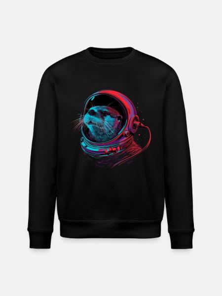 Otter Space Funny Otter Astronaut - Stanley/Stella ROLLER Unisex Organic Sweatshirt - black