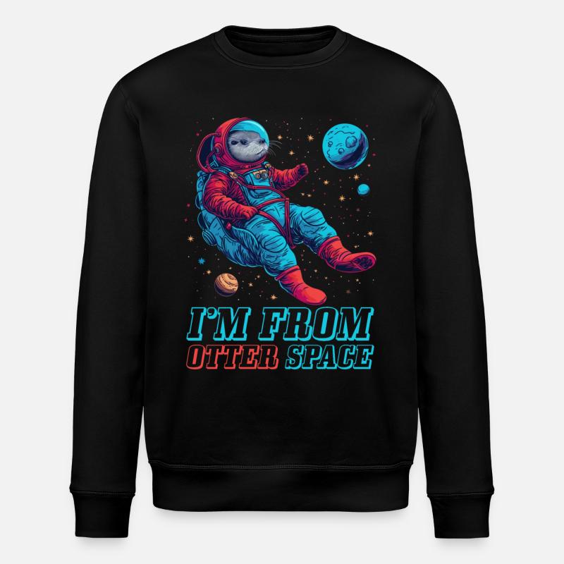 Otter Space Funny Otter Astronaut - Stanley/Stella ROLLER Unisex Organic Sweatshirt - black